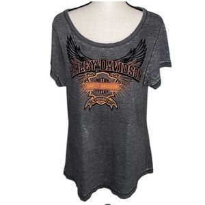 Harley-Davidson 2014 Orlando Florida Short Sleeve Felted Velvet Scoop Neck Tee